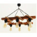 Corp de iluminat cu 6 becuri, dulie E27, din lemn masiv si franghie, Scari Corp de iluminat cu 6 becuri, dulie E27, din lemn masiv si franghie, Scari