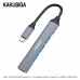 Hub USB 4in1 cu mufa Tip-C Kaku KSC-752 1xUSB-A 3.0 + 3xUSB-A 2.0, Gri Hub USB 4in1 cu mufa Tip-C Kaku KSC-752 1xUSB-A 3.0 + 3xUSB-A 2.0, Gri