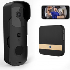 Video Interfon Wifi Smart cu Senzor Miscare, Camera 166° HD, Night Vision, IR, fara fir de Apartament, poarta la Casa sau Vila, Negru Video Interfon Wifi Smart cu Senzor Miscare, Camera 166° HD, Night Vision, IR, fara fir de Apartament, poarta la Casa sau Vila, Negru