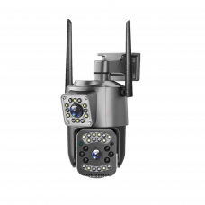 Camera de supraveghere dubla WIFI AleArtizan®, PTZ Bullet, CCTV de securitate IP fara fir, 4MP, exterior/interior, Ultra HD, rotire, leduri lumina, comunicare bidirectionala, alarma, senzor miscare, Argintiu Camera de supraveghere dubla WIFI AleArtizan®, PTZ Bullet, CCTV de securitate IP fara fir, 4MP, exterior/interior, Ultra HD, rotire, leduri lumina, comunicare bidirectionala, alarma, senzor miscare, Argintiu