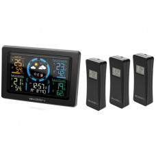 Statie meteo interior-exterior GoGEN ME 3397 B, LCD color, 3 senzori inclusi, ceas cu alarma, negru