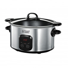 Slow cooker Russell Hobbs MaxiCook 22750-56, 6 L, 3 setari, Oala detasabila, Control digital, Inox