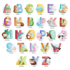 Sticker Autocolant Perete Copii, Litere, Alfabet cu Animale, 60x90 cm, Aida HER® Sticker Autocolant Perete Copii, Litere, Alfabet cu Animale, 60x90 cm, Aida HER®