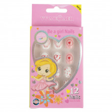 Set 12 Unghii False Pentru Copii, 62 Inimioare Set 12 Unghii False Pentru Copii, 62 Inimioare