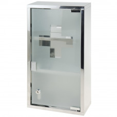 Dulap depozitare medicamente Bathroom Solutions, otel inoxidabil/sticla, 25x12x48 cm, argintiu