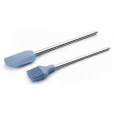 Set 2 ustensile bucatarie Ibili-Ecoprof, silicon, 32 cm, argintiu/albastru Set 2 ustensile bucatarie Ibili-Ecoprof, silicon, 32 cm, argintiu/albastru