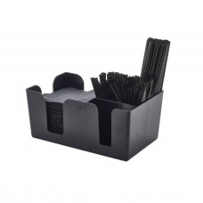 Suport servetele si paie, pentru bar/bucatarie/cafenea, multifunctional, 24x15x10.5 cm, Negru Suport servetele si paie, pentru bar/bucatarie/cafenea, multifunctional, 24x15x10.5 cm, Negru
