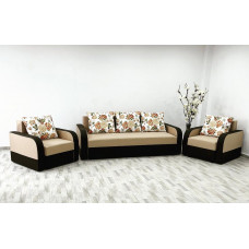 Set canapea si fotolii extensibile Andreea 1, culoare crem / maro Set canapea si fotolii extensibile Andreea 1, culoare crem / maro