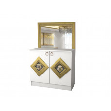 Comoda Deluxe cu oglinda, culoare alb / gri, 90 x 46 x 80 cm