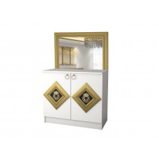 Comoda Deluxe cu oglinda, culoare alb / negru, 90 x 46 x 80 cm