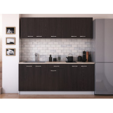 Bucatarie Kally 200 cm, culoare magia (wenge), blat termic 200 cm Bucatarie Kally 200 cm, culoare magia (wenge), blat termic 200 cm