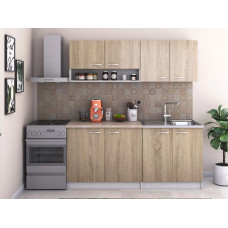 Bucatarie Bella 180 cm, culoare sonoma, blat termic Bucatarie Bella 180 cm, culoare sonoma, blat termic