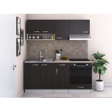 Bucatarie Bella 180 cm A, culoare magia (wenge), blat termic, corp hota, corp cuptor incorporabil Bucatarie Bella 180 cm A, culoare magia (wenge), blat termic, corp hota, corp cuptor incorporabil