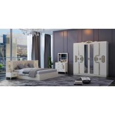 Dormitor Cizi, culoare alb / auriu, 160 x 200 cm