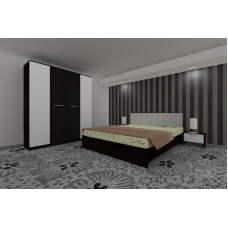 Dormitor Luiza 4U4PTA, culoare magia (wenge) / alb, cu pat tapiterie alba 160 x 200, dulap cu 4 usi 164 cm si 2 noptiere Dormitor Luiza 4U4PTA, culoare magia (wenge) / alb, cu pat tapiterie alba 160 x 200, dulap cu 4 usi 164 cm si 2 noptiere