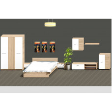 Set dormitor Luiza + living Madrid, culoare sonoma / alb, cu pat standard 160 x 200 cm Set dormitor Luiza + living Madrid, culoare sonoma / alb, cu pat standard 160 x 200 cm