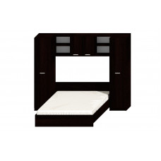 Dormitor Robert, culoare magia (wenge), cu pat standard 140 x 200 cm, 2 dulapuri si corp suspendat