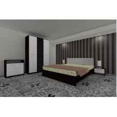 Dormitor Luiza 3U5PTA, culoare magia (wenge) / alb, cu pat tapiterie alba 160 x 200, dulap cu 3 usi 123 cm, comoda si 2 noptiere Dormitor Luiza 3U5PTA, culoare magia (wenge) / alb, cu pat tapiterie alba 160 x 200, dulap cu 3 usi 123 cm, comoda si 2 noptiere