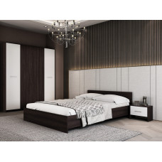 Dormitor Luiza 4U4P, culoare magia (wenge) / alb, cu pat standard 160 x 200 cm, dulap cu 4 usi si 2 noptiere Dormitor Luiza 4U4P, culoare magia (wenge) / alb, cu pat standard 160 x 200 cm, dulap cu 4 usi si 2 noptiere