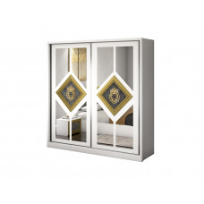 Dulap Deluxe, culoare alb / gri, 200x60x205 cm