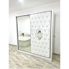 Dressing Viena cu oglinda, culoare alb, 200 x 206 x 60 cm, usi glisante