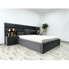 Pat Roma, culoare gri, cu pat Roma 160 x 200 cm, 2 noptiere si saltea superortopedica lux 160 x 200 cm Pat Roma, culoare gri, cu pat Roma 160 x 200 cm, 2 noptiere si saltea superortopedica lux 160 x 200 cm