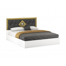 Pat tapitat Deluxe, culoare alb / gri, 160 x 200 cm Pat tapitat Deluxe, culoare alb / gri, 160 x 200 cm