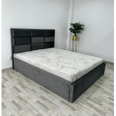 Pat tapitat Roma, culoare gri, cu saltea superortopedica lux 160 x 200 cm Pat tapitat Roma, culoare gri, cu saltea superortopedica lux 160 x 200 cm