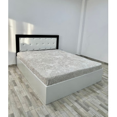 Pat tapitat Milano, culoare alb / negru, cu saltea superortopedica lux 160 x 200 cm Pat tapitat Milano, culoare alb / negru, cu saltea superortopedica lux 160 x 200 cm