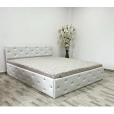 Pat tapitat Madrid, culoare alb, cu saltea superortopedica lux 160 x 200 cm Pat tapitat Madrid, culoare alb, cu saltea superortopedica lux 160 x 200 cm