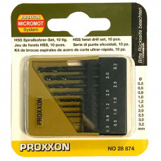 Set burghie HSS pentru metal, plastic si lemn Proxxon PRXN28874, O0.3-O3.2 mm, 10 piese