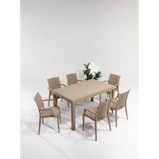 Set gradina / terasa Rattan, culoare crem, cu masa si 6 scaune Set gradina / terasa Rattan, culoare crem, cu masa si 6 scaune