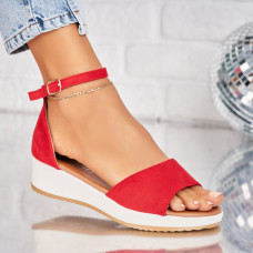 Sandale fara Toc din Piele Ecologica Intoarsa dama Rosii Zyana