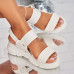 Sandale dama cu platforma Albe din Textil Halina