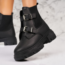 Ghete dama cu platforma Negre din Piele Ecologica Peighton