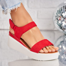 Sandale dama cu platforma Rosii din Piele Ecologica Intoarsa Ellison