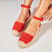 Espadrile dama Rosii din Piele Ecologica Intoarsa Ishra