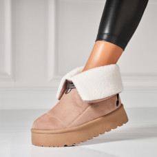 Cizme Dama Imblanite Kaki din Piele Ecologica Intoarsa Elissa