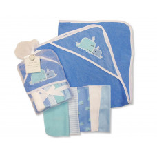Set cadou prosop de baie cu gluga si mini prosopele cu balena Set cadou prosop de baie cu gluga si mini prosopele cu balena