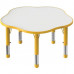 Masa pentagonala, 90 cm diametru, galbena, din plastic, reglabila, marimea 0-3 pentru gradinita